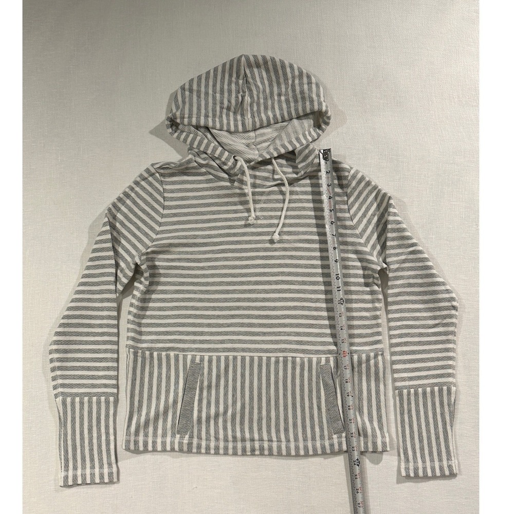 J.Crew Womens Striped Cotton‎ French Terry Hoodie Gray White C5960 Size S NWT - Picture 4 of 7